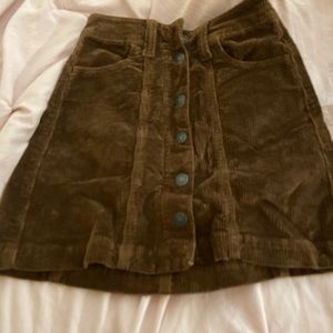 Denim button front pocket skirt